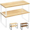 JUPPLIES - Pack 2 Organizador Cocina Estante para Especias - Organizador Armario Cocina Multiusos - Estanteria Cocina de Almacenamiento Apilable con Diseño de Bambu y Metal (Blanco + Madera Natural)