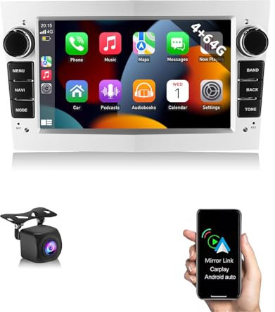 2+64G Android14 Car Stereo For Vauxhall/Opel Corsa C D Zafira B Astra with Wireless Carplay and Android Auto, 2 DIN HD-IPS Touchscreen Bluetooth Radio HeadUnit FM GPS SWC Navi WiFi+ AHD Camera