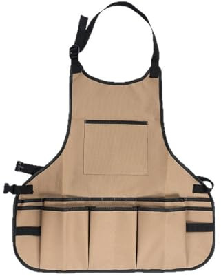 Delantal de Jardinería Color Caqui Ajustable de Tela Oxford con Bolsillos Multifunción Impermeable para Carpinteros,Jardineros para Mujeres Hombres y Adultos (Engrosamiento Resistente al Desgaste)