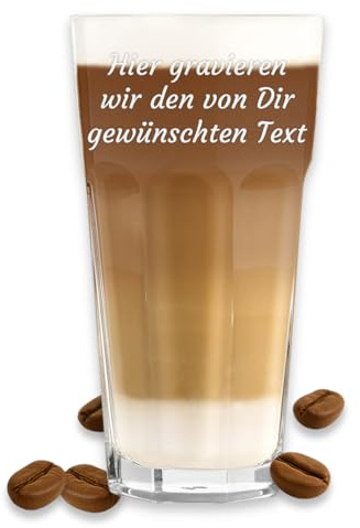 polar-effekt Latte Macchiato Glas 480 ml mit Gravur - Personalisiertes Kaffeeglas mit Wunschtext - Geschenk zum Geburtstag & Jubiläum - extra spülmaschinenfest