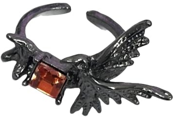 KieTeiiK Kantiges Gotischer Schmuck Einzigartige Krähenringe Für Frauen Männer Verstellbares Fingerzubehör Stylish Metal Accessoires Geschenk Unisex Dark Crow