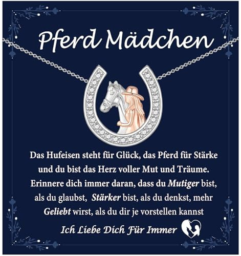 FAOMZQ Pferde Mädchen Geschenk, Geschenke für Pferdeliebhaber, Pferde Halskette für Mädchen 10 Jahre Tochter Schwester Nichte Enkelin beste Freundin zum Geburtstag Weihnachten Einschulung Kommunion
