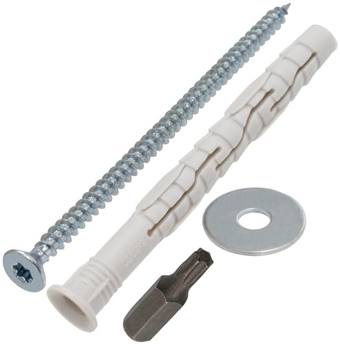 AERZETIX - Kit di 20 tasselli universali con collare smussato Ø8x100 mm in poliammide + 20 viti per legno Ø5x100 mm + 20 rondelle larghe per bullone M5 + 1 punta a stella T25
