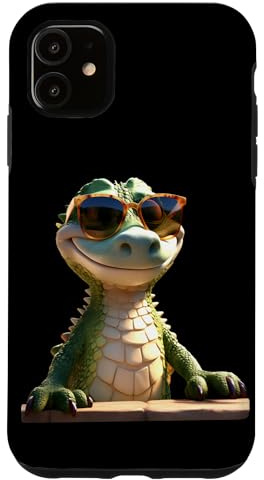 Hülle für iPhone 11 Krokodil mit Sonnenbrille Alligator Reptilien Kroko Krokodil