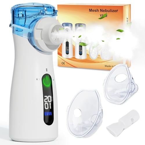 Nebuliser Machine for Adults & Kids, Steam Inhaler, Nebuliser for Kids, Portable Nebuliser for Adults Sinus Inhaler with Digital Display, Timed and Automatic Cleaning Suit for Travel & Home (Blue)