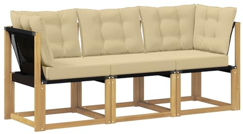 vidaXL Outdoor Mittel- und Ecksofa mit Kissen 3 Stück Weiß, Akazienholz Balkonmöbel, modernes, Robustes Lounge-Set für vielseitige Garten-Nutzung, wetterfest und schick