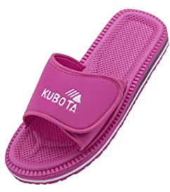 Kubota Claquettes à scratch Femme – Sandales été – Claquettes avec fermeture auto-agrippante – Chaussures pour piscine et plage – Chaussons – Rose – 40