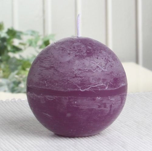 CandleCorner Rustik-Kerzen Kugelkerze, 8 cm Ø, lila-violett