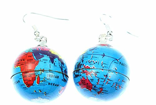 Miniblings Globus Ohrringe Hänger Erde Erdball Planet Welt Weltkugel Reise blau - Handmade Modeschmuck I Ohrhänger Ohrschmuck versilbert