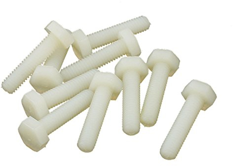 sourcing map 10 Piezas de M6 X 25mm Hexagonal Cabeza de Nylon Tornillo de Rosca
