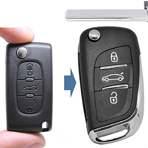 Klapp Schlüssel UMBAU Gehäuse Fernbedienung 3 Tasten HU83 Rohling für Citroen/Peugeot/FIAT