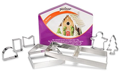 patisse 2028 02028 Ausstechformen-Set für EIN Kunusperhaus/Lebkuchenhaus 7 teilig, edelstahl, metallisch