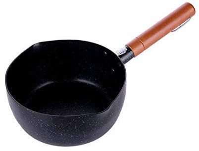 Butter Warmer Non-Stick Coating Yukihira Saucepan, Traditional Japanese Yukihira Pot Aluminum Alloy Stainless Steel Saucepan Milk Sauce Pan Wooden Handle (7.8 inch 2.2 Quart)