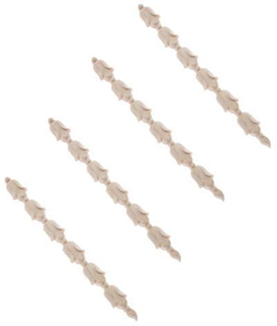 MUXSAM 4pcs Vertikale Schnitzereien Europäische Schnitzereien Holzschnitzereien mit Rosenmuster für Möbelfüße Schranktüren,21x2cm