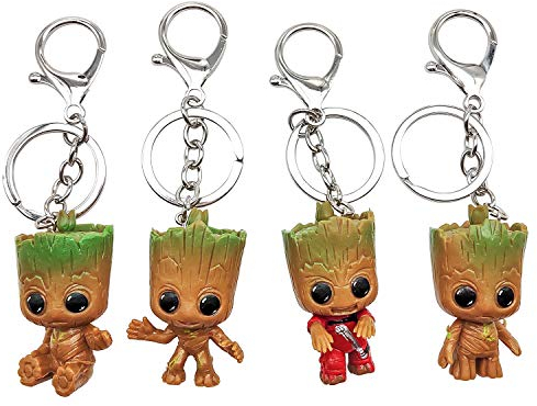 INHEMI Baby Groot Schlüsselanhänger, 4 Stück Guardians of The Galaxy Klauee Groot Keychain,Figur Marvel Schlüsselbund Keyring, Action-Figur aus dem Filmklassiker
