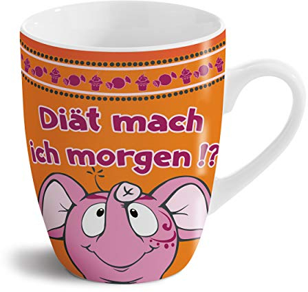 NICI 41641 Tasse Diät mach ich Morgen Kaffeetasse Becher Porzellan Orange 310 ml