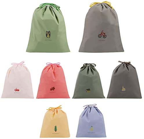 XiYee Sac à Cordon Imperméable, 8 Pcs Sac à Cordon De Serrage, Organiseurs De Bagage Sacs, Sac Linge Sale Enfant, Pochette à Cosmétiques, Sac De Rangement avec Cordon De Serrage