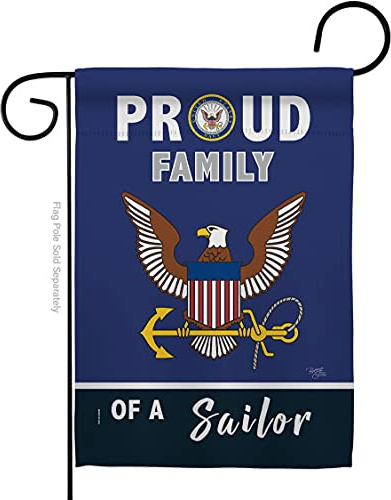 Stolze Familie Seemann Gartenflagge – Streitkräfte Navy USN Seabee United State American Military Veteran Retire Official – Hausdekoration Banner für kleine Hof, Geschenk, doppelseitig, hergestellt in
