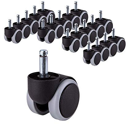 (20 Stück) 50 mm Gummistuhlräder Bürostuhl Rollen Ersatzräder Zwillingsrollen Schwenkräder Universalstiele Für Ersatzrollen Keine Kratzer Langer Stiel (20, Ø 10mm)