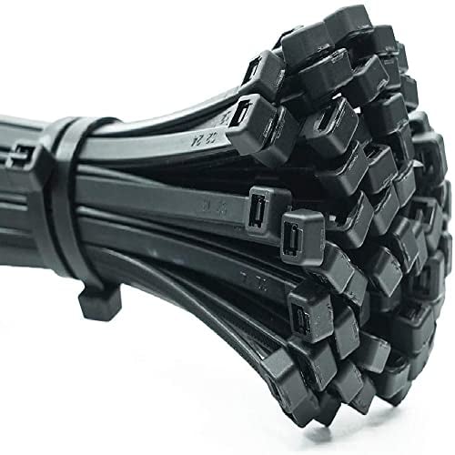 ERKO Bridas Plastico Negro 400 x 4,8 mm 100 unidades soporte para cables, Resistente a temperatura, Para Oficina, Hogar, Exteriores, al jardín