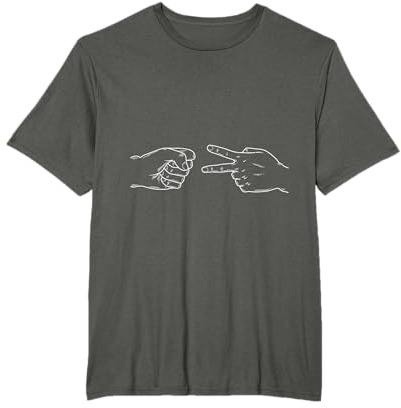 Stein Schlägt Schere Finger Hand Schere Stein Papier T-Shirt