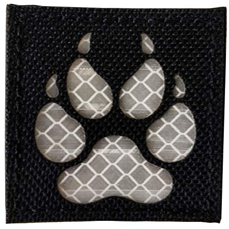 K9 Fußabdruck IR Infrarot reflektierender Patch, militärischer taktischer Hundepfotenaufnäher mit Klettverschluss-Rückseite, 5,1 x 5,1 cm (Schwarz-Weiß)