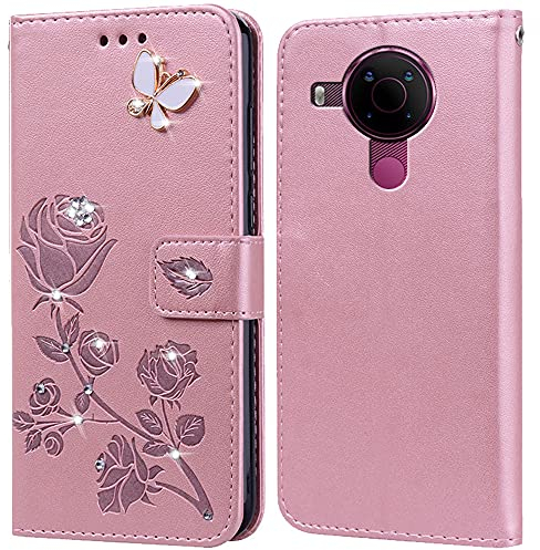PKQTOP Hülle für Nokia 5.4 Handyhülle,Klappbar Tasche Case,Standfunktion,Kartenfach,Silikon Bumper,Stoßfeste Schutzhülle Cover für Nokia 5.4