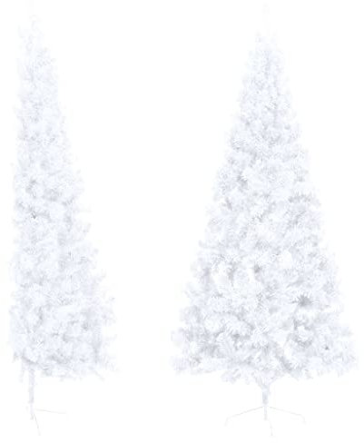 vidaXL Künstlicher Halber Weihnachtsbaum mit Ständer Tannenbaum Christbaum Dekobaum Kunstbaum Weihnachten Dekoration Weihnachtsdeko Weiß 180cm PVC