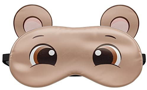 Schlafmaske Reise Relax Augen Abdeckung Bett Emoji Nickerchen Augenbinde Brauner Bär [042]