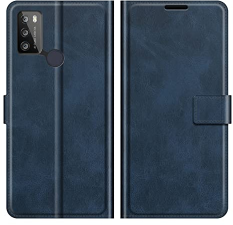 Kezaizhe Klapphülle für Alcatel 1S 2021 Hüllen Silikon PU Leder Wallet Schutzhülle Schutz Mobiltelefon Flip Back Cover für Alcatel 3L 2021 Tasche Handy Zubehör (Blue)