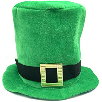 Unisex Ofenrohr Hut Irish Kleeblatt Zylinder Hut Leprechaun Hut Grün Irish Hut für Heiligen Patrick's Day Kostüm Zubehör, Schwarz , S/L