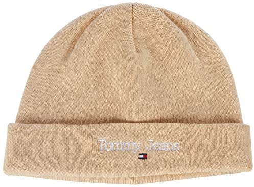 Tommy Jeans Damen TJW Sport Beanie AW0AW12625 Gestrickte Mütze, Beige, OS