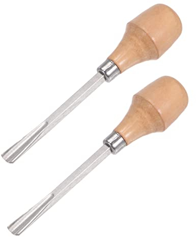 sourcing map 2 Stück Holzmeißelmesser 9mm Verchromt 45# Karbonstahl Holzbearbeitungswerkzeug mit Gerade Halb Runde Spitze 130mm (5 Zoll) Länge mit Holzgriff
