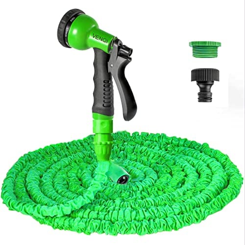 Manguera de jardín expandible de 30 m/100 pies, manguera flexible de 100 pies con boquilla de pulverización de 8 patrones, manguera de agua retráctil resistente a fugas con accesorios de (30 m, verde)
