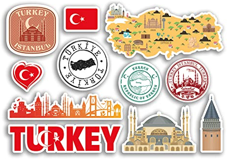 DV DESIGN A5-Aufkleberbogen Türkei Vinyl-Aufkleber – Karte türkische Sehenswürdigkeiten Land Urlaub Flagge Reise #78474