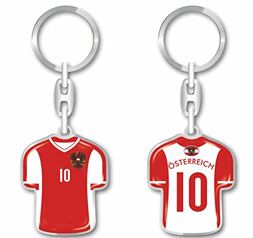 daged Österreich Trikot Schlüsselanhänger WM Fussball - Metall-Keyholder mit 3D Effekt. World Cup Design