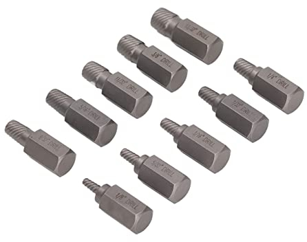 Lot de 10 Extracteurs de Vis, Outil de Retrait de Boulons à Vis Cassées Multi Cannelures, Adopte la Conception en Spirale Gauche et la Conception à Tête Hexagonale, Extracteur boulon cassé