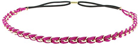 Fascia Capelli Donna Viola fucsia - Fascia Dorata Intrecciata Suede aspetto Velluto - Fascia Sottile Taglia unica - Headband Matrimonio Vintage - Look originale Boho, Hippie chic