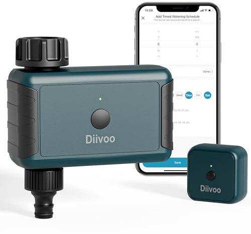 WiFi Blue Water Timer, Diivoo Smart Hose Irrigation Timer with 2 Watering Modes, Sprinkler Watering Timer Compatible with Alexa and Google Home via WiFi Hub for Garden Lawn (DI-WT03W-DEBL-UK)