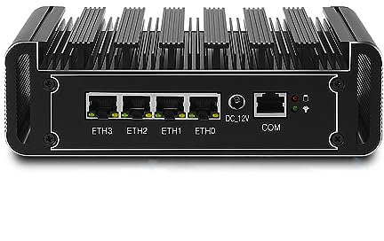 4-Port Micro Firewall Appliance, Mini PC, VPN, pf-Sense Plus, OPNsense, Router PC, Intel N5105, AES-NI, Fanless, 4 x 2.5GbE I226-V, Console, 2xUSB3.0 l USB2.0, HDMI, DP, 16G RAM, 128G SSD