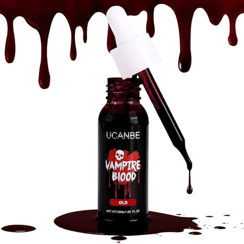 UCANBE Halloween Faux Sang Réaliste 30ml - Fake Blood Lavable pour Film, Théâtre, Zombies Vampires Clowns Monstres Cosplay Effets Spéciaux Maquillage (Old)