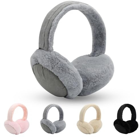 TSLBW Couvre-oreilles d'hiver Couvre-oreilles en peluche pour femmes hommes filles pour enfants Protection contre le vent (Gris)