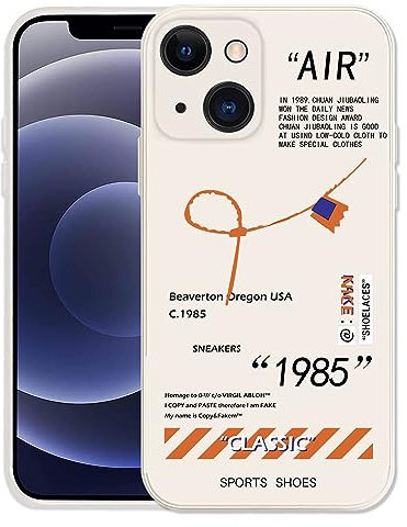 Cool Sports Style Compatible with iPhone 13 Case, Slim TPU Creative Black White Letters Design Phone Case with Camera Protection for Men Boys Girls 6.1 inch White
