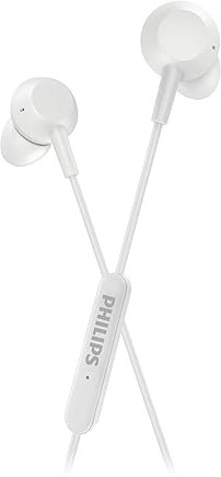 PHILIPS TAE5008WT/00 Cuffie In-Ear con Mic, Cuffie Leggere con Cavo, USB-C, Cavo da 1,2 m, Telecomando in Linea a 3 Pulsanti, 3 Taglie di Auricolari, Comoda Vestibilità, Suono Chiaro, Bianco