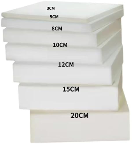 MOTTK Weiß Schaumstoff-Schwamm Hochdichter Schaumstoff-Kissen,10/12/15cm Ultra dick Ersatz-Schaumstoffpolsterung für Sitzgelegenheit Sitzpolster (7cm dick,60x60cm)