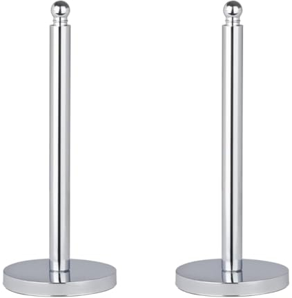 WENKO Spare Toilet Roll Holder Viterbo - Freestanding Chrome Metal Holder for 3 Toilet Rolls, Pack of 2 (Silver, 14 x 35 cm)