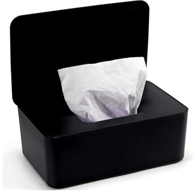 Baby Wipes Dispenser Holder with Lid - Box Provides The Wipes - Black