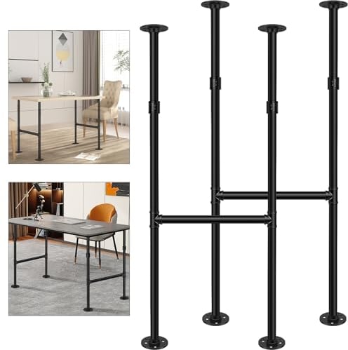 Licperron 38 Inch Metal Table Legs, Industrial Coffee Table Legs, Black Pipe Table Legs for Coffee Desk Furniture, 2 Pack