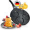 endusor Sartén tortitas y pancakes para niños con motivo smiley - Sarten 26cm con 4 hoyos y protección antiadherente - Todo tipo de cocinas e inducción - Sartén divida para panquecas tortitas