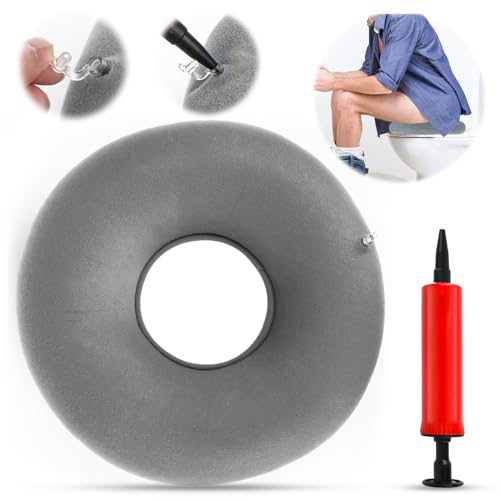 AKONE Hämorrhoiden Sitzkissen, Sitzring Nach Op, Aufblasbares Sitzkissen mit Pumpe, Sitzring Steißbein Entlastung, Steißbeinkissen Donut Kissen, für Hämorrhoiden,Steißbeinschmerzen